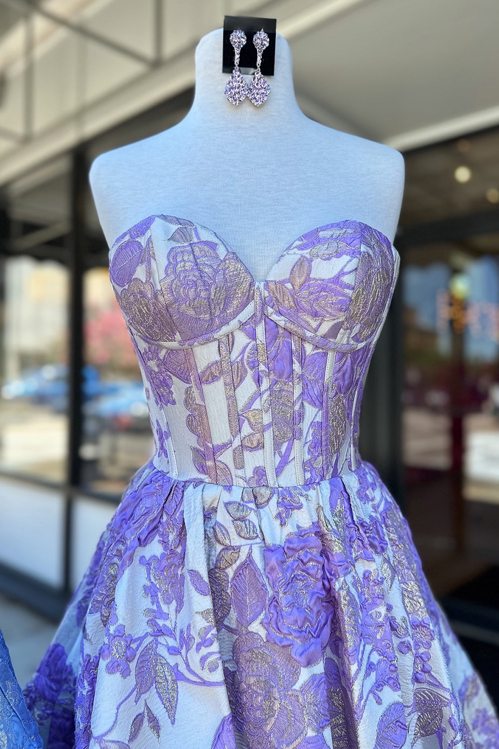 Dressystars Fluffy Blue Homecoming Dress Floral Corset Strapless A Line Short Prom Dress