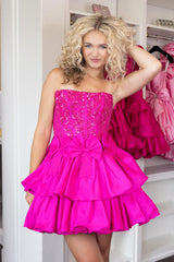 Dressystars Fluffy Fuchsia Homecoming Dress Tight Short Prom Dress with Ruffles