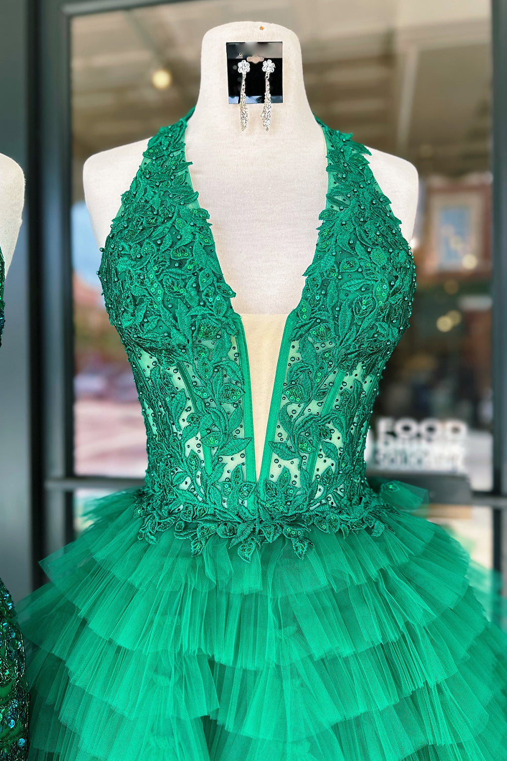 Dressystars Fluffy Royal Blue Homecoming Dress A Line Halter Tiered Short Corset Prom Dress