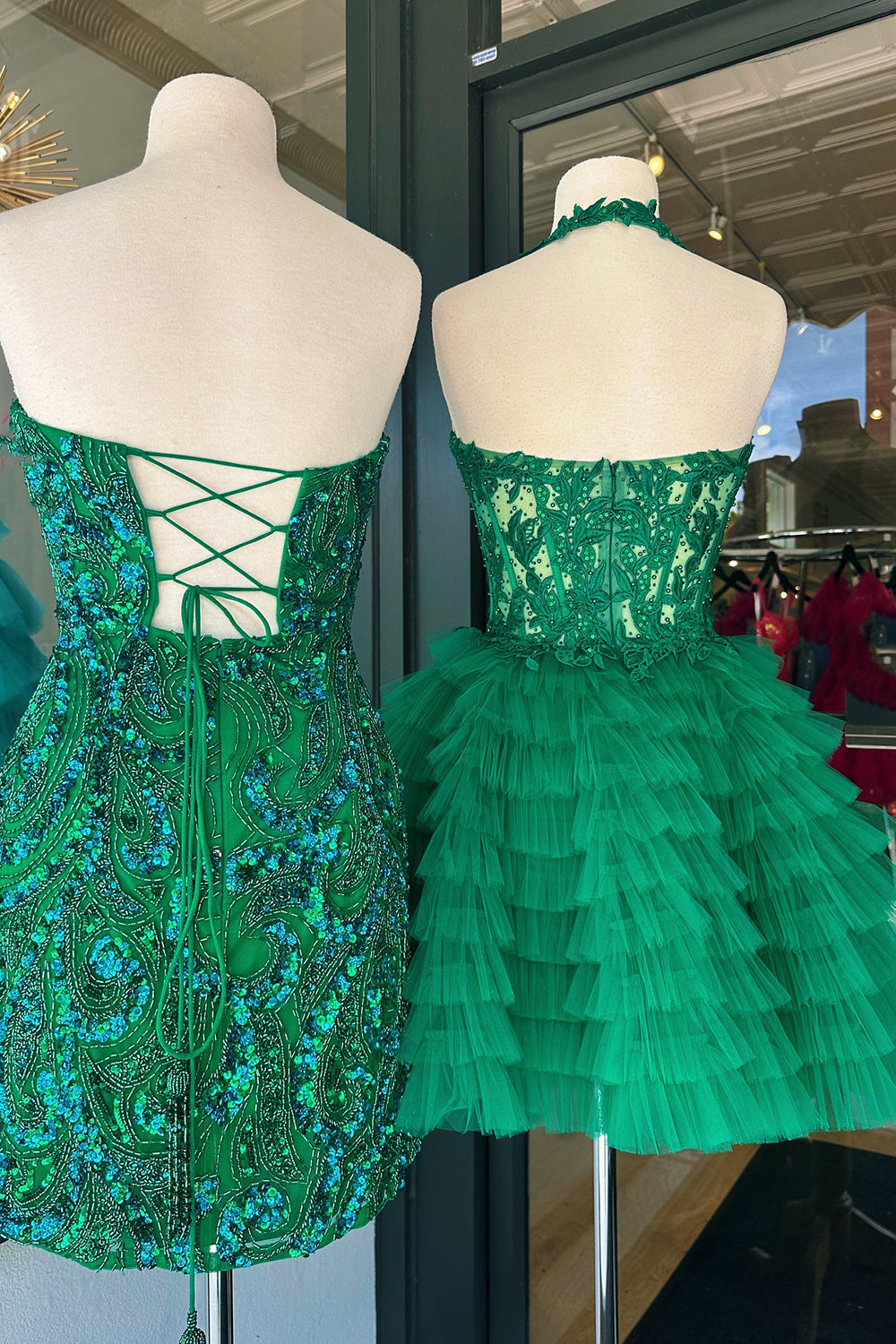 Dressystars Fluffy Royal Blue Homecoming Dress A Line Halter Tiered Short Corset Prom Dress