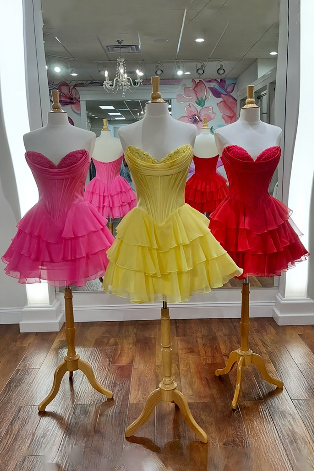 Dressystars Fuchsia A Line Homecoming Dresses Corset Short Cocktail Dresses With Ruffles