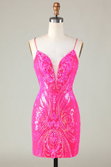 Dressystars Fuchsia Bodycon Halter Short Homecoming Dress