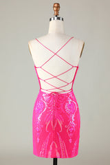 Dressystars Fuchsia Bodycon Halter Short Homecoming Dress