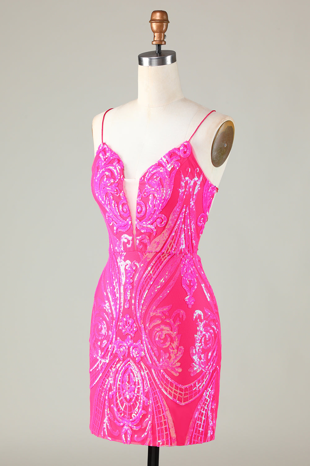 Dressystars Fuchsia Bodycon Halter Short Homecoming Dress