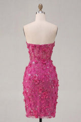 Dressystars Fuchsia Floral Sweetheart Beaded Corset Tight Short Homecoming Dress