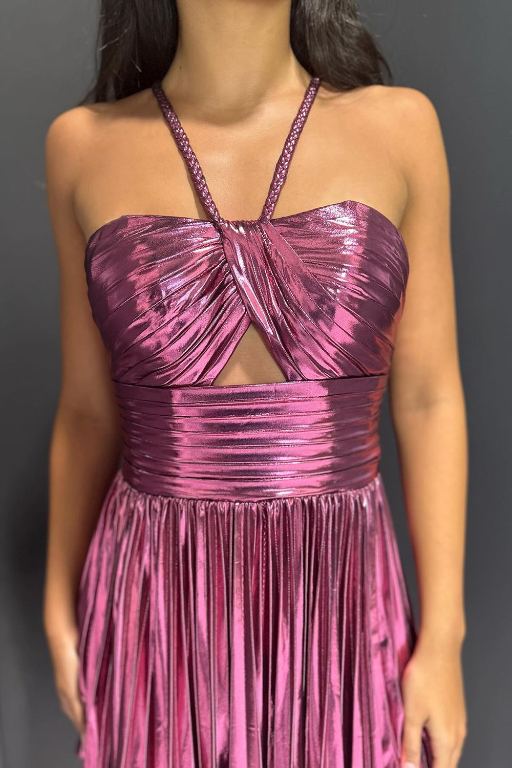 Dressystars Fuchsia Homecoming Dress A-Line Halter Pleated Short Prom Dress