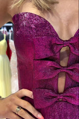 Dressystars Fuchsia Homecoming Dress A Line Short Prom Dress With Bow