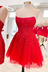 Dressystars Fuchsia Homecoming Dress Corset Lace A-Line Tulle Prom Dress