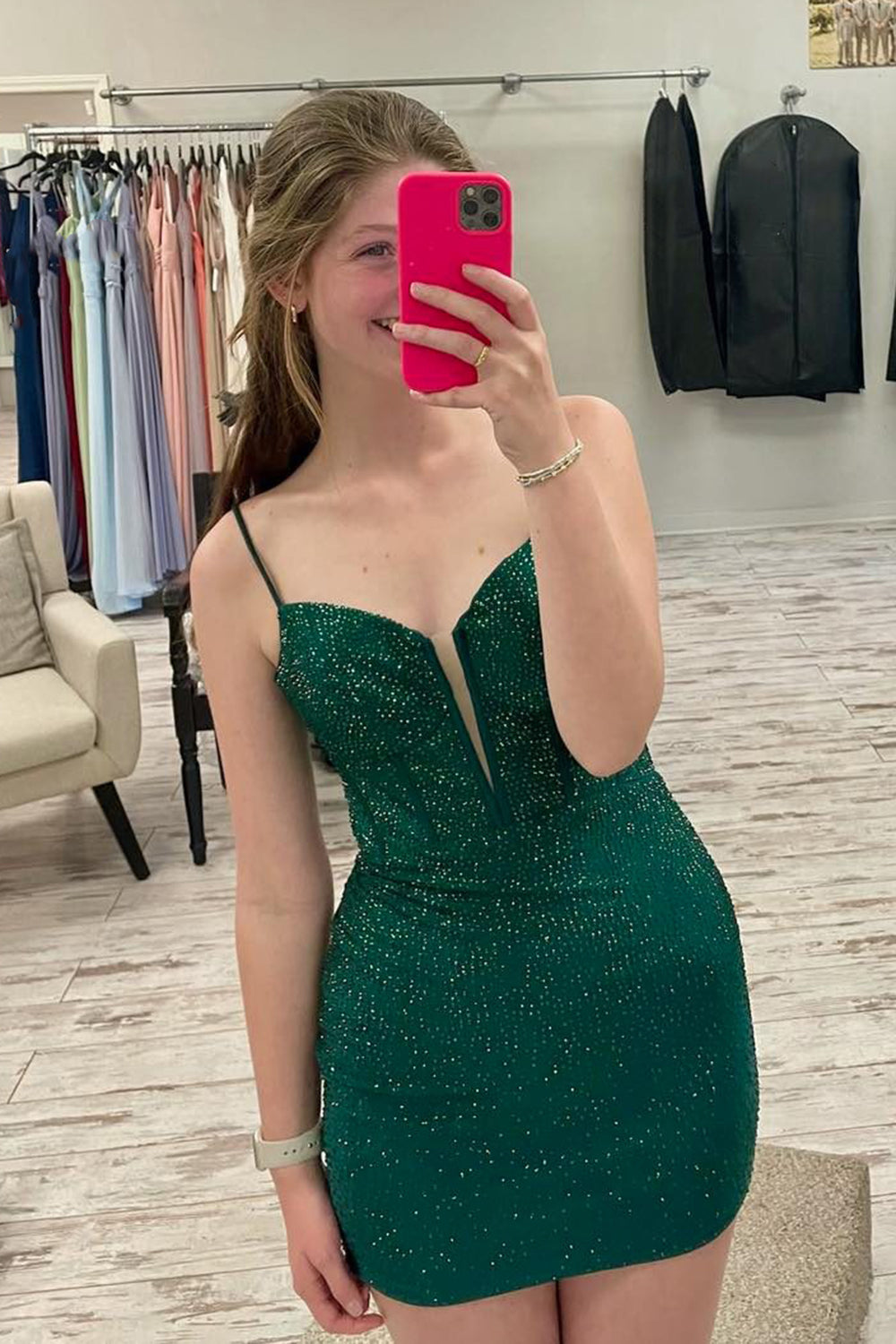 Dressystars Fuchsia Homecoming Dress Corset Top Tight Short Prom Dress with Beading