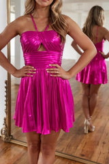 Dressystars Fuchsia Homecoming Dress Halter Short A-Line Cocktail Dress