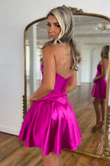 Dressystars Fuchsia Homecoming Dress Strapless Corset A Line Short Prom Dress