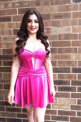 Dressystars Fuchsia Homecoming Dress Sweetheart Corset A Line Short Prom Dress