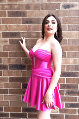 Dressystars Fuchsia Homecoming Dress Sweetheart Corset A Line Short Prom Dress