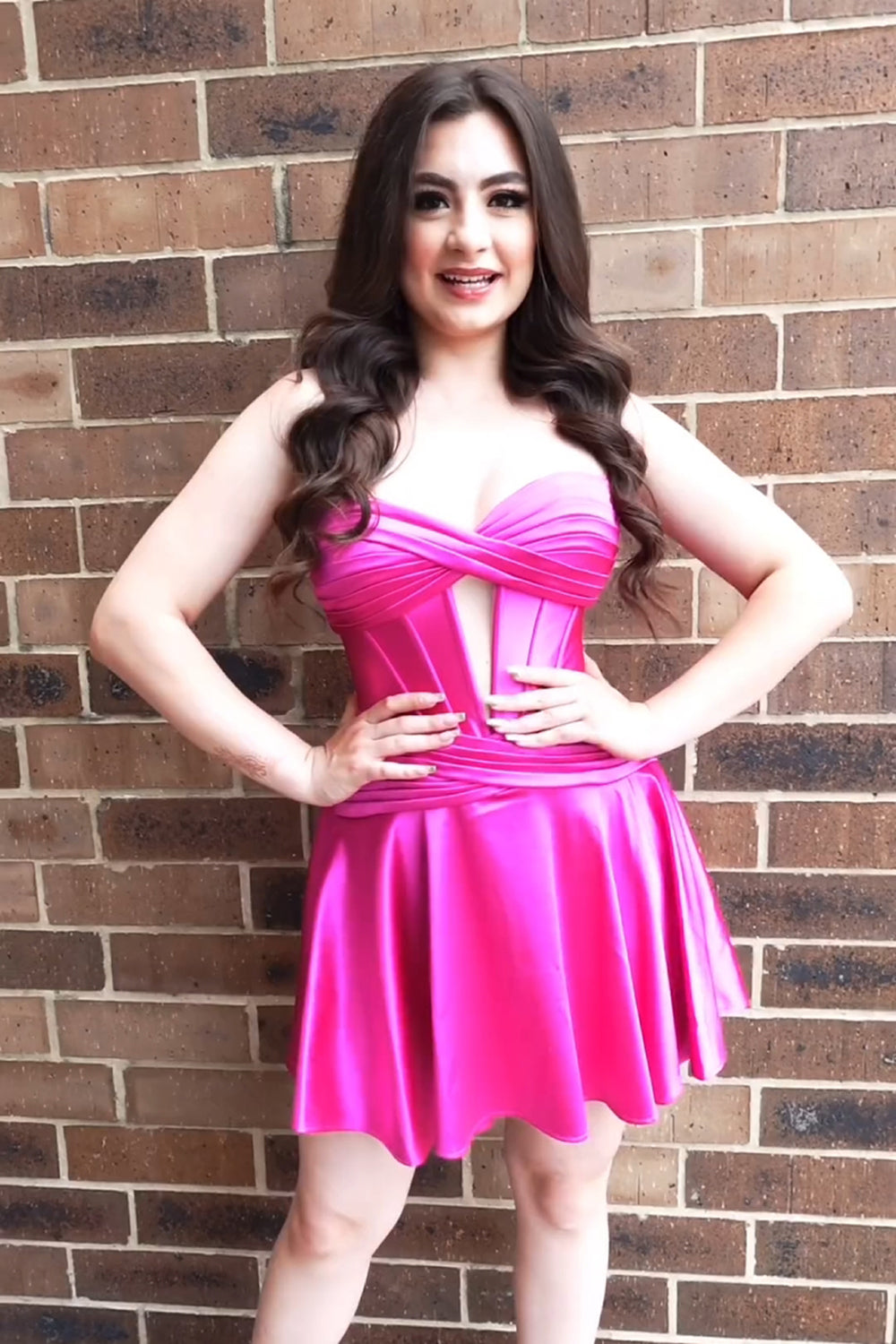 Dressystars Fuchsia Homecoming Dress Sweetheart Corset A Line Short Prom Dress