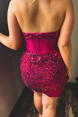 Dressystars Fuchsia Homecoming Dress Sweetheart Corset Tight Short Prom Dress