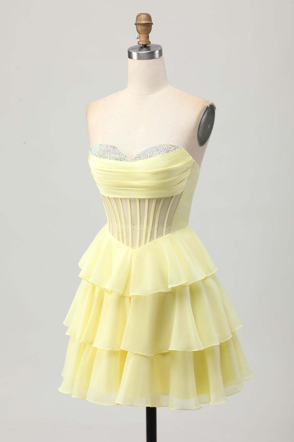 Dressystars Fuchsia Ruffled Homecoming Dresses Sweetheart Short Corset Cocktail Dresses With Beading