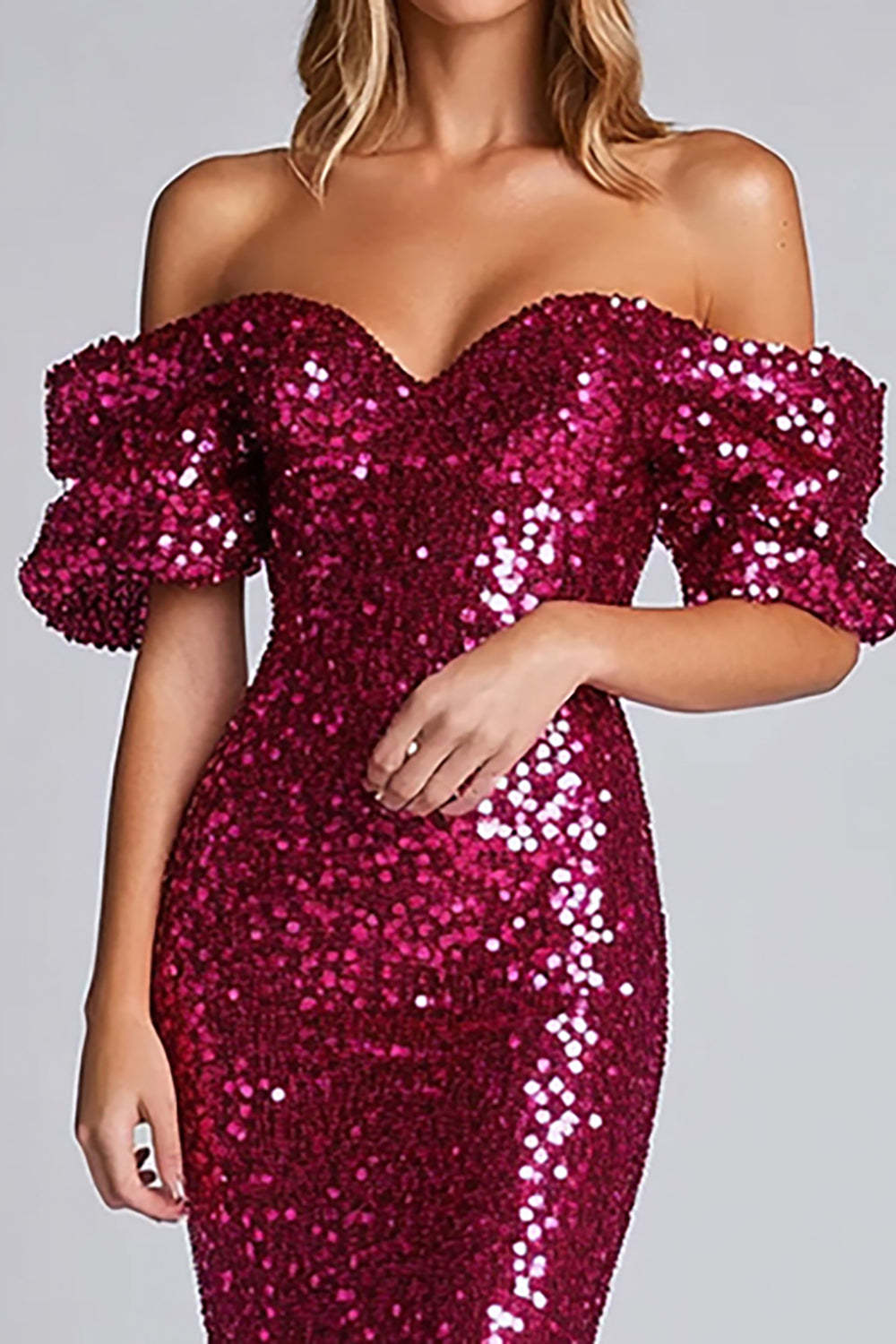 Dressystars Fuchsia Wedding Guest Dress Strapless Sheath Long Formal Dress