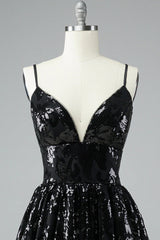 Dressystars Glitter Black Homecoming Dress Lace Sequin Prom Dress