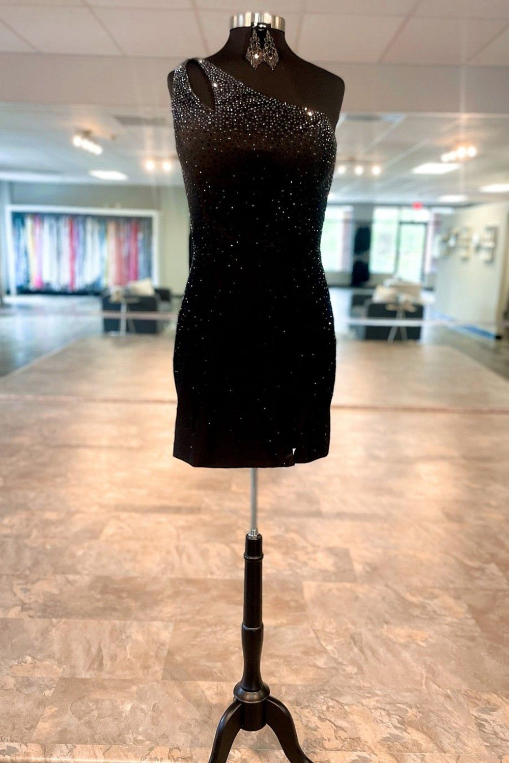 Dressystars Glitter Orange Homecoming Dress One Shoulder Sequin Tight Short Prom Dress