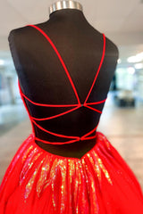 Dressystars Glitter Red Homecoming Dress Sequined A-Line Short Prom Dress