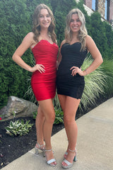 Dressystars Glitter Red Homecoming Dress Sweetheart Tight Short Prom Dress with Appliques