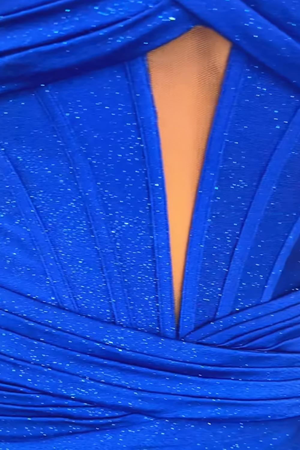 Dressystars Glitter Royal Blue Tight Homecoming Dresses Short Corset Cocktail Dresses With Slit
