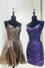 Dressystars Golden Homecoming Dress A Line Spaghetti Straps Short Prom Dress