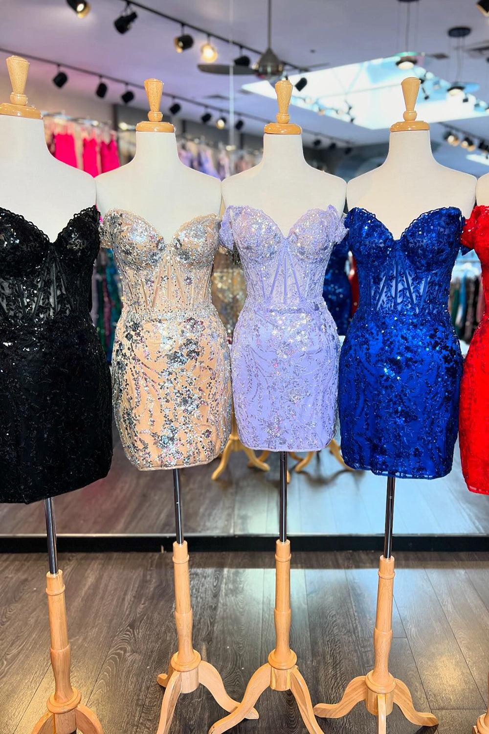 Dressystars Golden Homecoming Dress Off The Shoulder Corset Tight Short Prom Dress