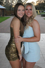 Dressystars Golden Homecoming Dress Tiered Short Tight Prom Dress