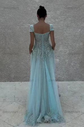 Dressystars Gorgeous A Line Sweetheart Light Green Long Prom Dress With Appliques Formal Evening Gown