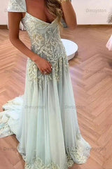 Dressystars Gorgeous A Line Sweetheart Light Green Long Prom Dress With Appliques Formal Evening Gown