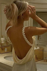 Dressystars Gorgeous Sheath Spaghetti Straps Yellow Long Party Dress With Pearl Backless Formal Evening Gown
