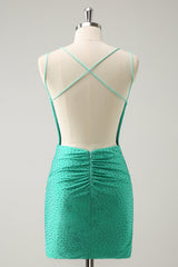 Dressystars Green Homecoming Dress Beaded Spaghetti Straps Tight Short Prom Dress