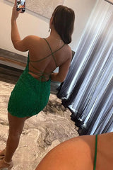 Dressystars Green Homecoming Dress Lace Tight Prom Dress