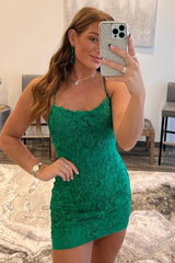 Dressystars Green Homecoming Dress Lace Tight Prom Dress