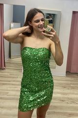 Dressystars Green Homecoming Dress Sequin Bodycon Short Prom Dress