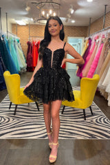 Dressystars Green Homecoming Dress Sequin Corset Short Prom Dress With Ruffles