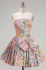Dressystars Grey Corset Jacquard A-Line Short Homecoming Dress with Bow
