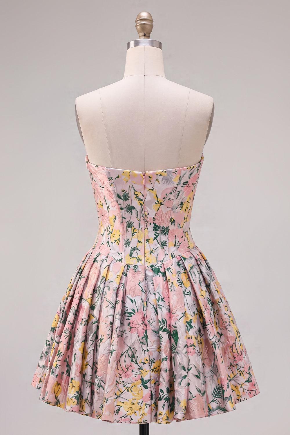 Dressystars Grey Corset Jacquard A-Line Short Homecoming Dress with Bow