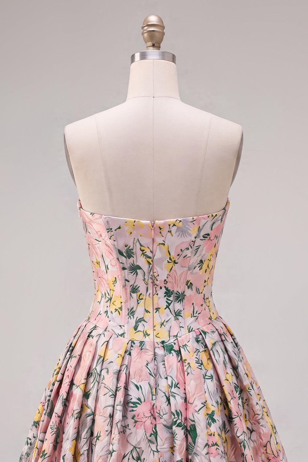 Dressystars Grey Corset Jacquard A-Line Short Homecoming Dress with Bow