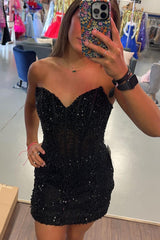 Dressystars Grey Homecoming Dress Pink Homecoming Dress Sequin Corset Tight Short Prom Dress
