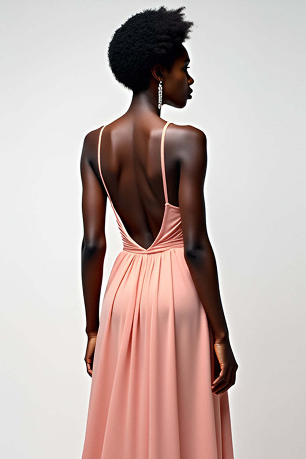 Dressystars Halter Blush Pink Wedding Guest Dress A Line Ruched Long Formal Dress