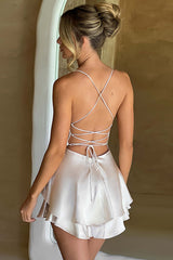 Dressystars Homecoming Dress A Line Lace-Up Back Short Prom Dress