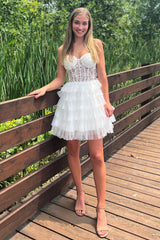 Dressystars Homecoming Dress Corset Sweetheart A-Line Short Prom Dress with Lace