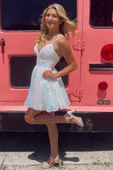 Dressystars Homecoming Dress Sequin A-Line Short Prom Dress