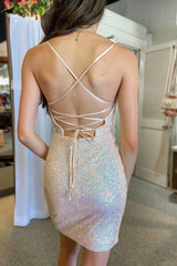 Dressystars Homecoming Dress Sequin Ruched Tight Prom Dress