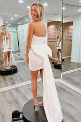 Dressystars Homecoming Dress Strapless Tight Short Prom Dress with Bowknot