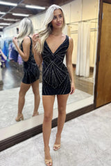 Dressystars Hot Pink Homecoming Dress Beaded Tight Short Prom Dress