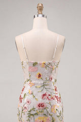 Dressystars Ivory Floral Spaghetti Straps Beaded Tight Short Homecoming Dress