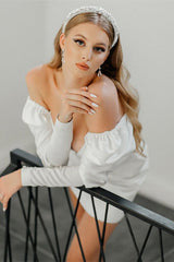 Dressystars Ivory V Neck A Line Homecoming Dress Long Sleeves Cocktail Dress